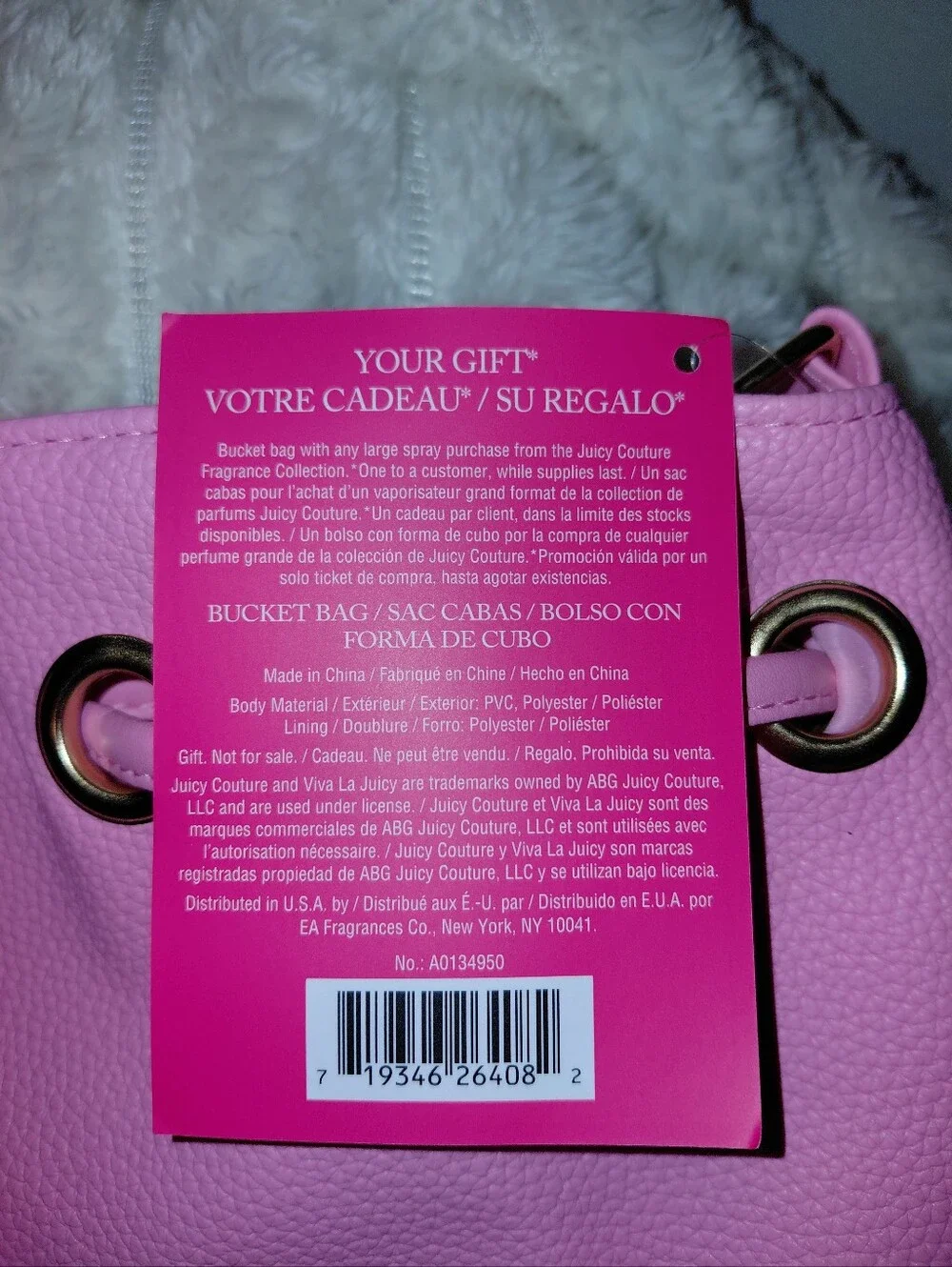 Bubblegum Pink Juicy Couture Bucket Jawstring Tote Bag